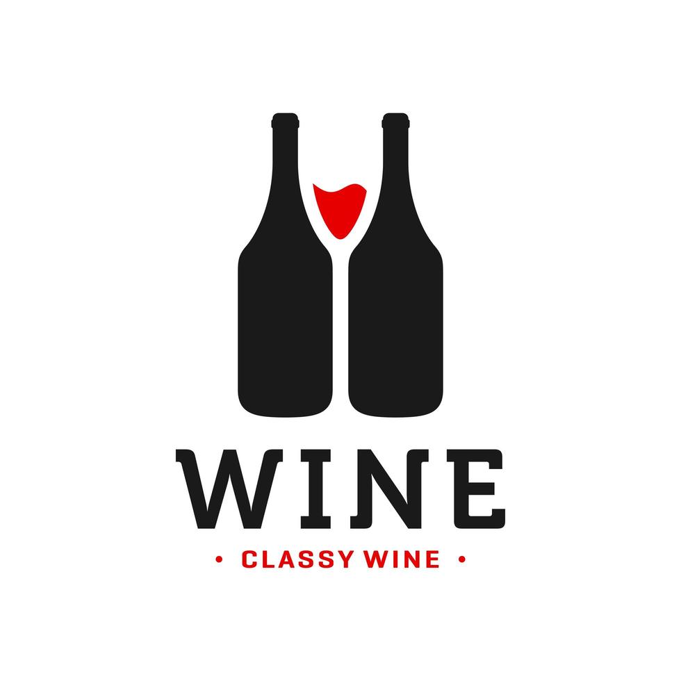 het logo van twee flessen wijn vector