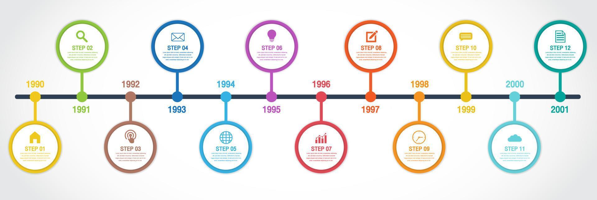 12 maanden of 1 jaar tijdlijn infographic, tijdlijn infographics voor jaarverslag en presentatie, tijdlijn infographics ontwerp vector en presentatie bedrijf.