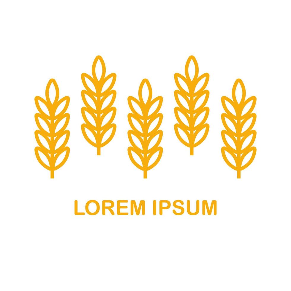 tarwe oren vector boerderij logo pictogrammalplaatje. lijn volkoren symbool illustratie voor biologische eco bakkerij, landbouw, bier op wit