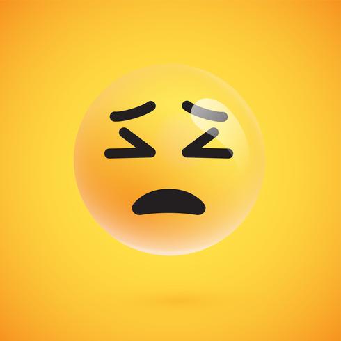 Realistische gele emoticon voor een gele achtergrond, vectorillustratie vector