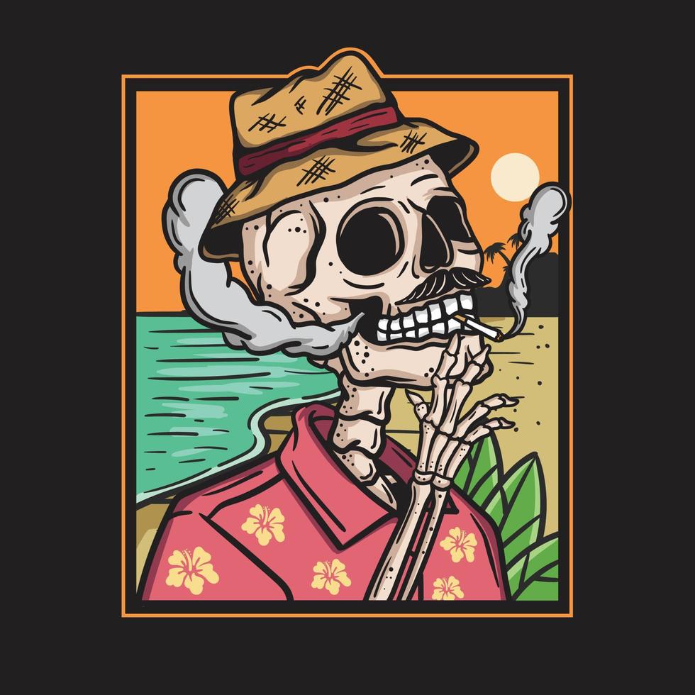 roken schedel chill tropische vakantie zomer lente vector