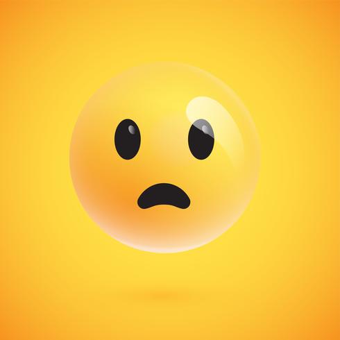 Realistische gele emoticon voor een gele achtergrond, vectorillustratie vector