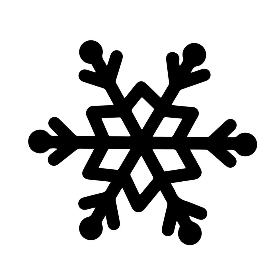 sneeuwvlok geïsoleerd op een witte achtergrond. handgetekende schets. ijskristaloverzicht, vectorpictogram. monochroom feestelijk concept voor decoratie, ontwerp van seizoenskaarten, uitnodigingen, web, printen. vector