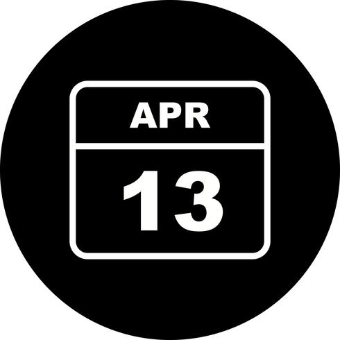 13 april Datum op een eendaagse kalender vector