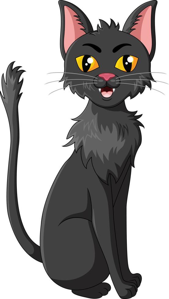 cartoon zwarte kat geïsoleerd op witte achtergrond vector