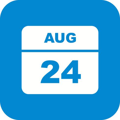 24 augustus Datum op een eendaagse kalender vector
