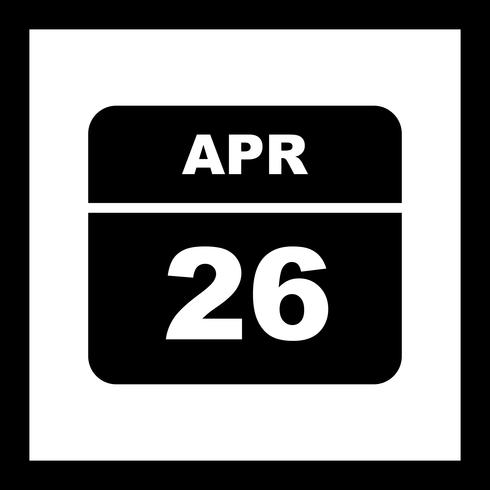 26 april Datum op een eendaagse kalender vector