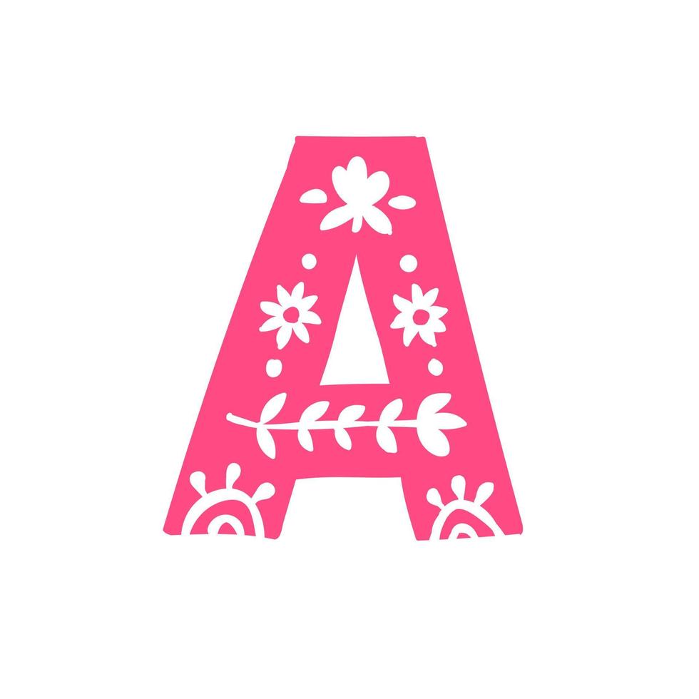 roze brief met ornament. applique voor kleding. logo voor het bedrijf. vector