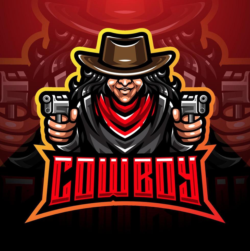 cowboy esport mascotte logo ontwerp vector