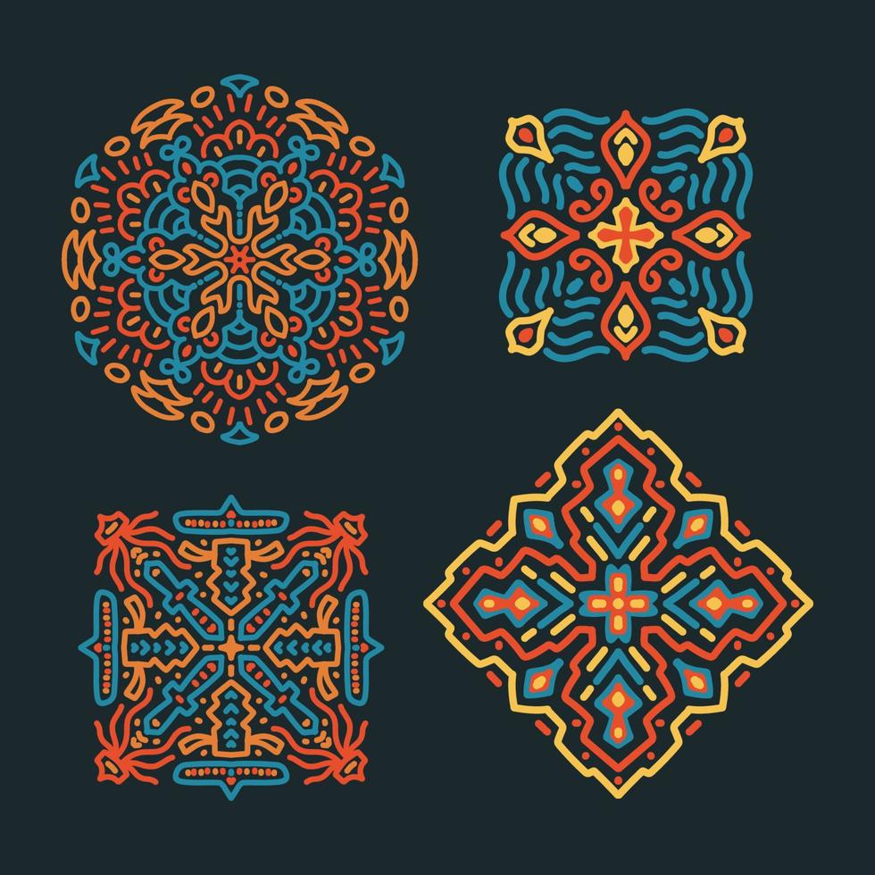 set van Mexicaanse ornament kleurrijke stijl vector