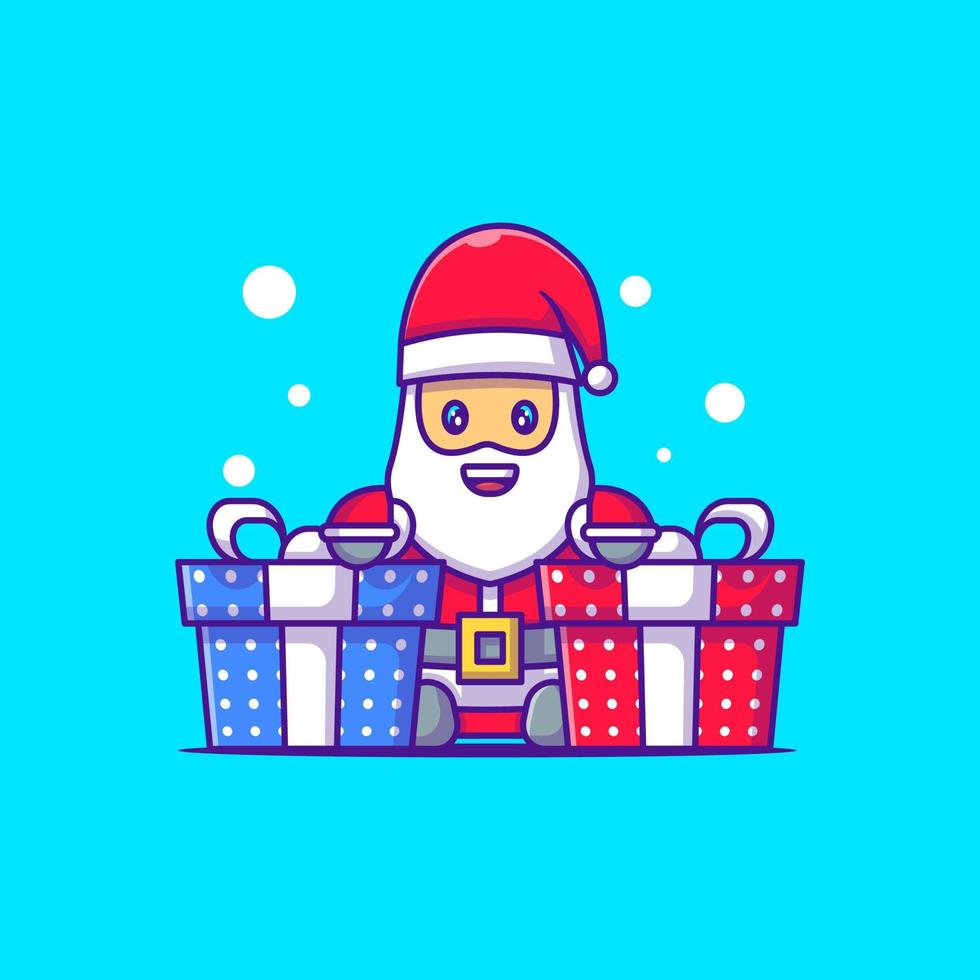 leuke illustratie van de kerstman met kerstcadeau. vrolijk kerstfeest vector