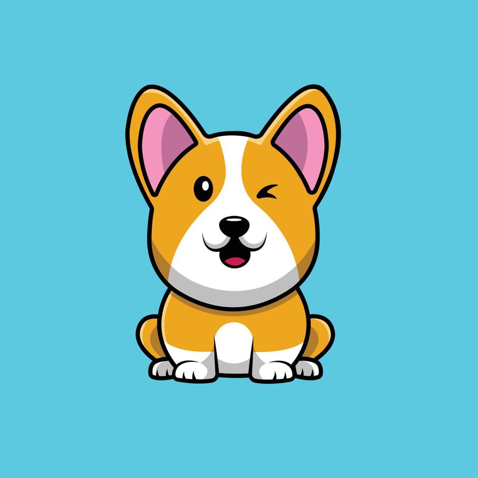 schattige corgi hond zittend illustratie vector