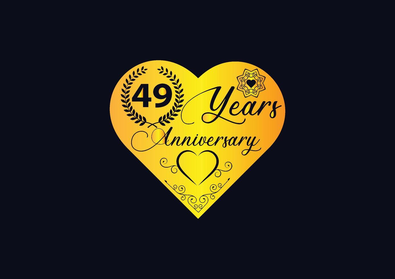 49 jaar jubileumfeest met liefdeslogo en pictogramontwerp vector