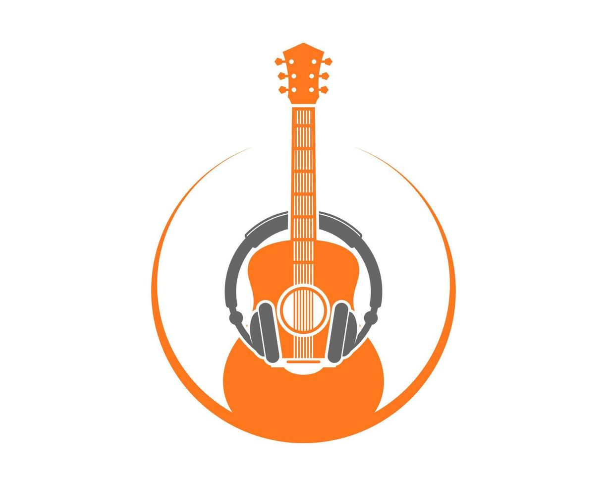 combinatie gitaar met oortelefoon logo vector