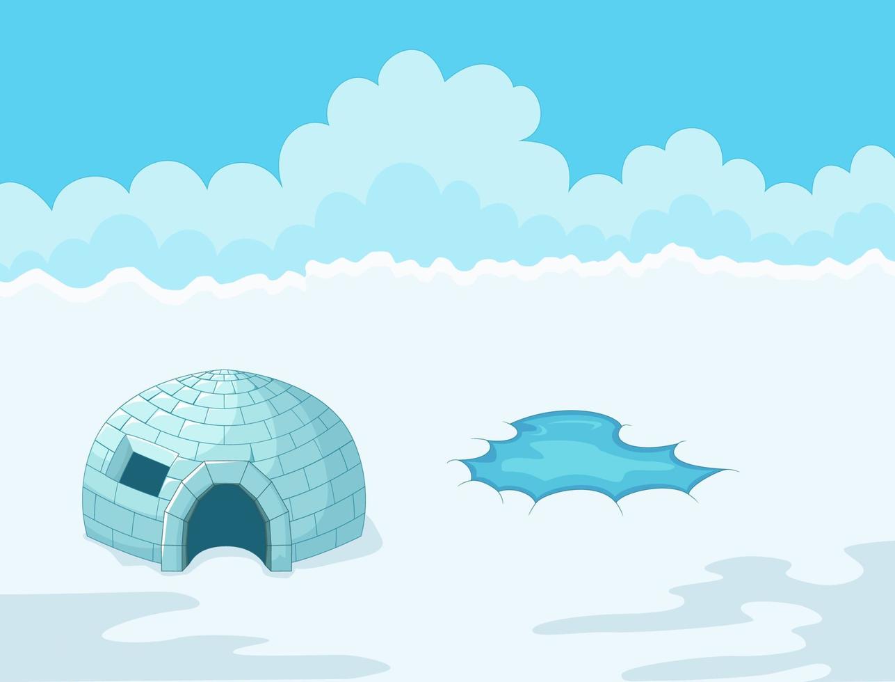 iglo op de achtergrond van het winterlandschap vector