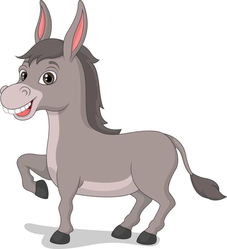 cartoon gelukkige ezel op witte achtergrond vector