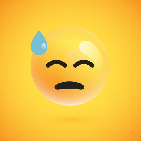 Realistische gele emoticon voor een gele achtergrond, vectorillustratie vector