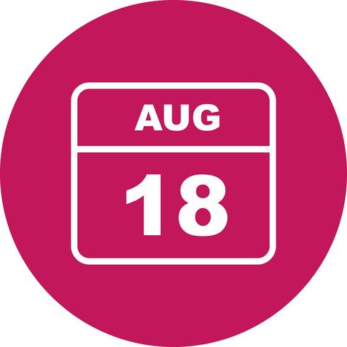 18 augustus Datum op een dagkalender vector