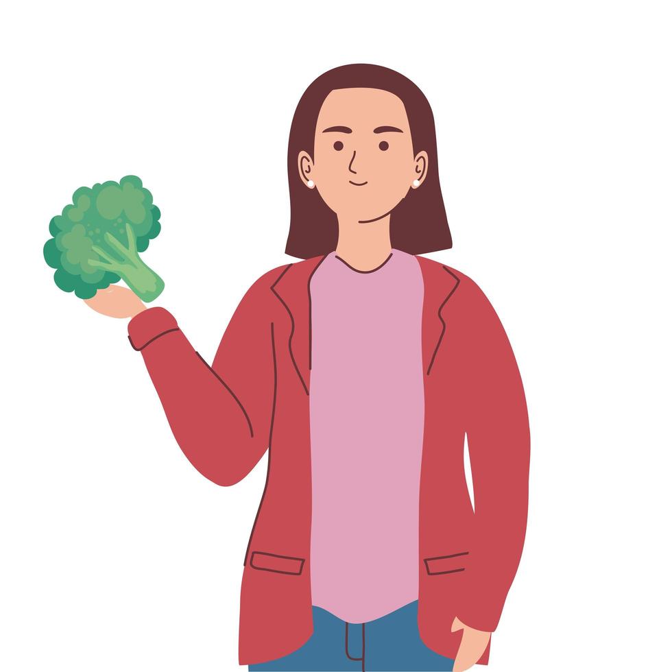 vrouw met broccoli-avatar vector