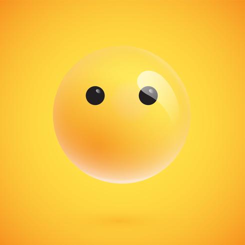 Realistische gele emoticon voor een gele achtergrond, vectorillustratie vector