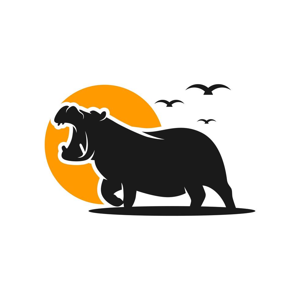 nijlpaard dier modern logo vector