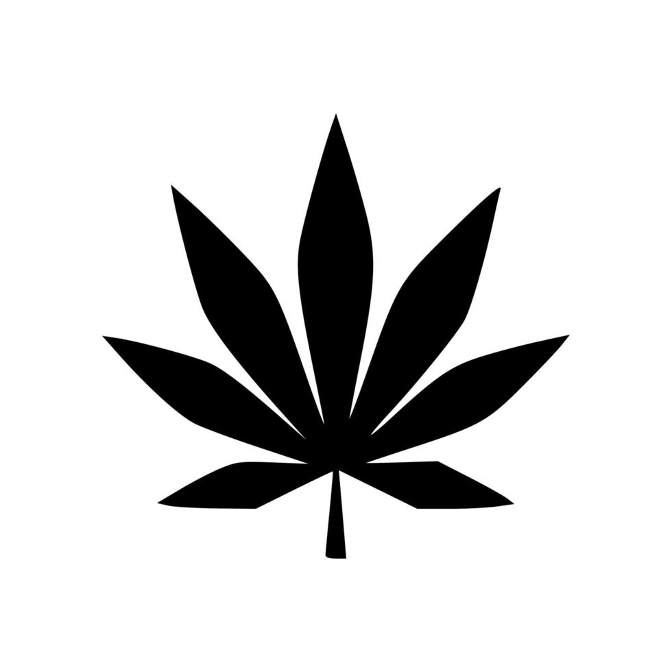 vector van zwart of silhouet uitzicht op cannabisblad of hennep of marihuana, kruidenplant voor medische behandeling