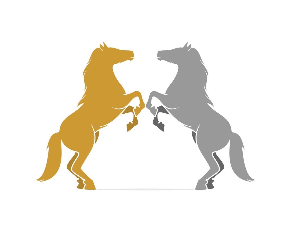 twee paarden staan oog in oog logo vector