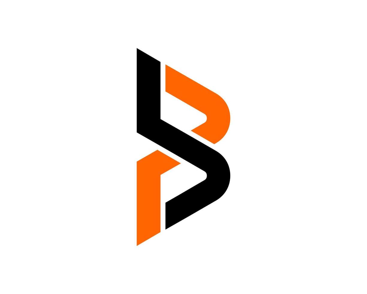 abstracte zwarte en oranje b letter initial vector