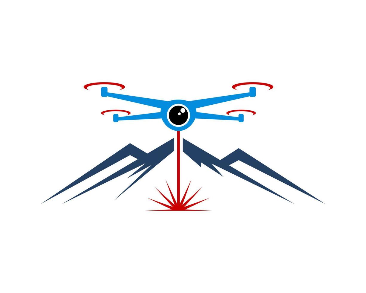 blauwe drone en berglandschap vector