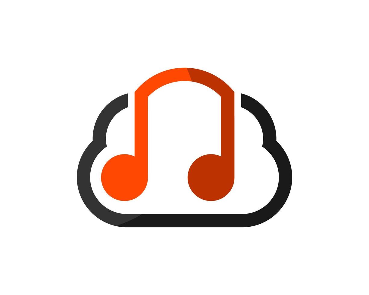 eenvoudige wolk met muzieknoot erin vector