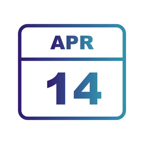 14 april Datum op een eendaagse kalender vector