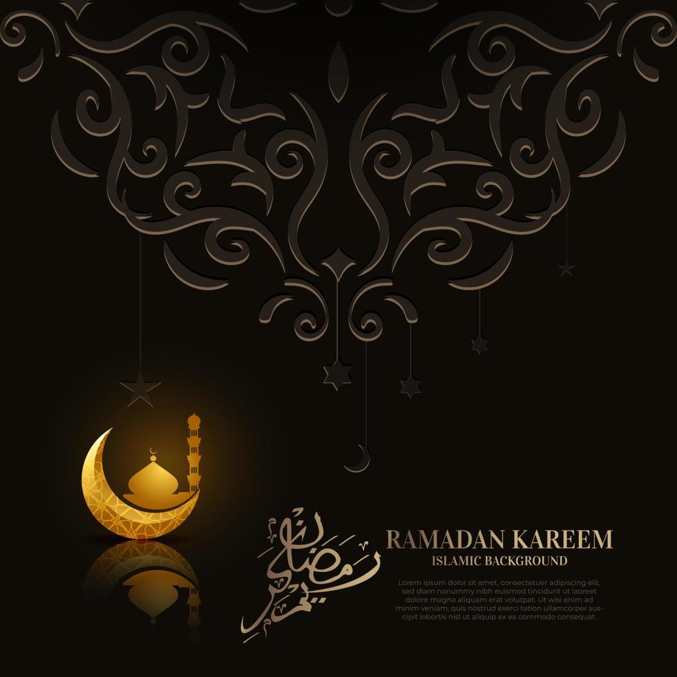 ramadan kareem. islamitisch achtergrondontwerp met Arabische kalligrafie en ornamentmandala. vector