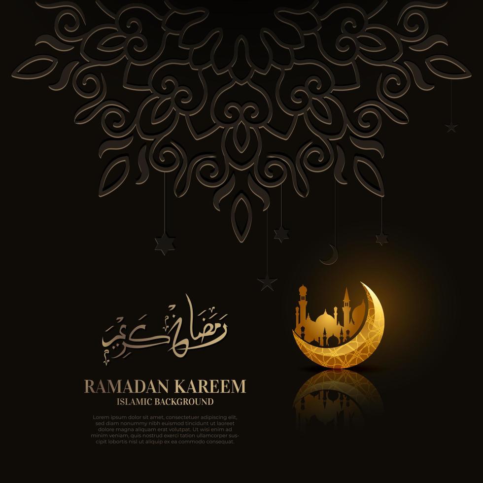 ramadan kareem. islamitisch achtergrondontwerp met Arabische kalligrafie en ornamentmandala. vector