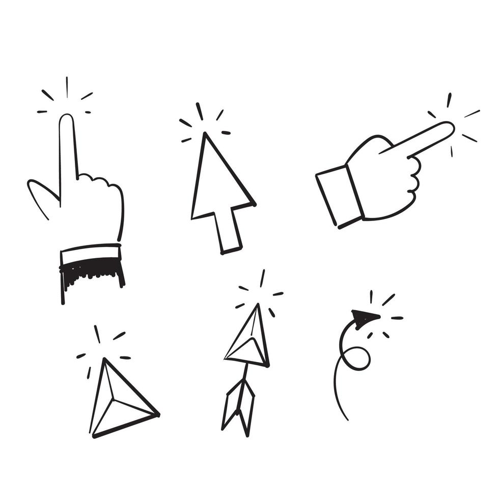 hand getrokken doodle cursor pictogram illustratie vector