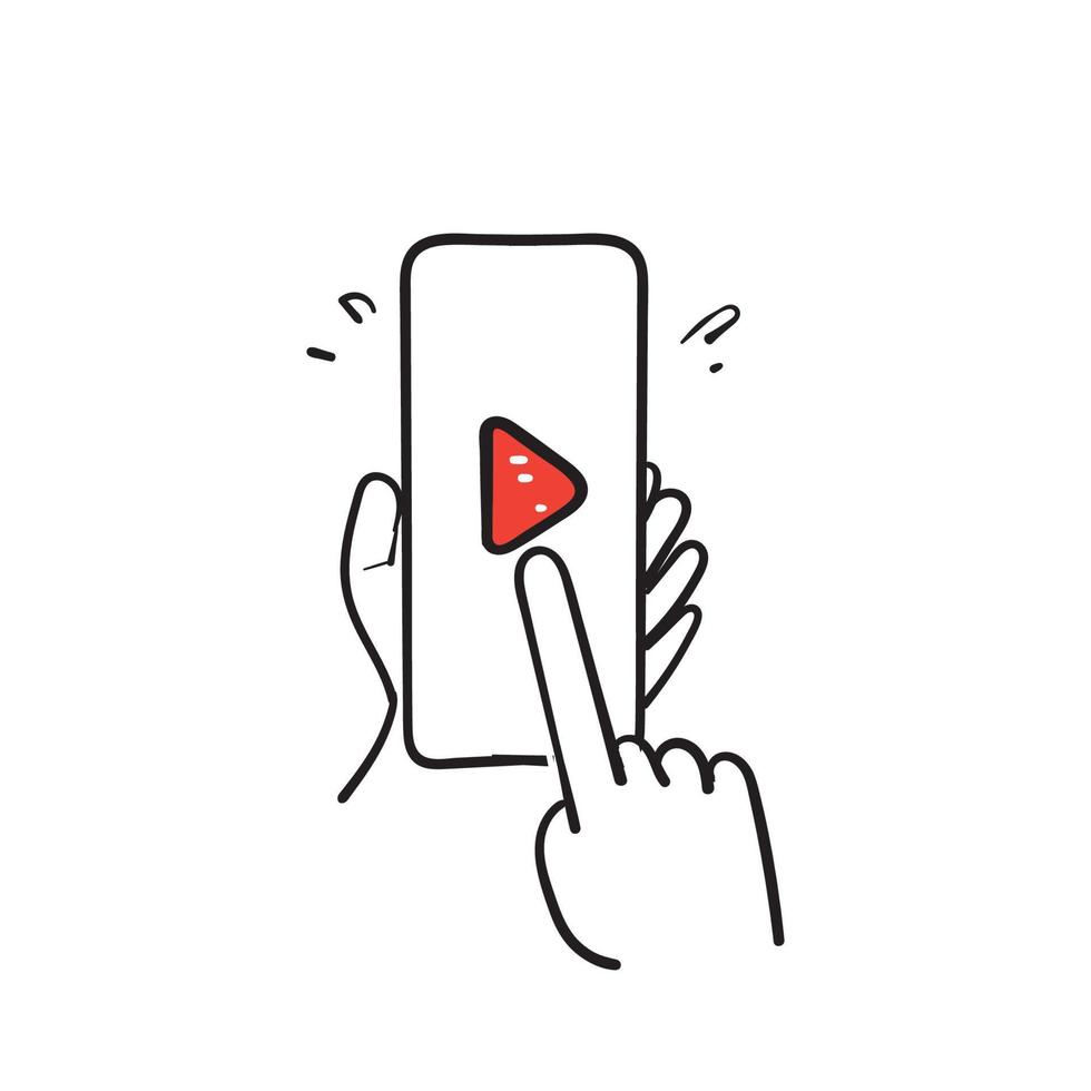 hand getrokken doodle video afspelen op mobiele illustratie vector