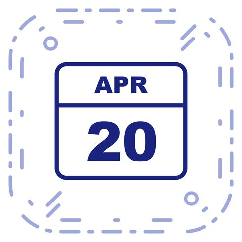 20 april Datum op een eendaagse kalender vector