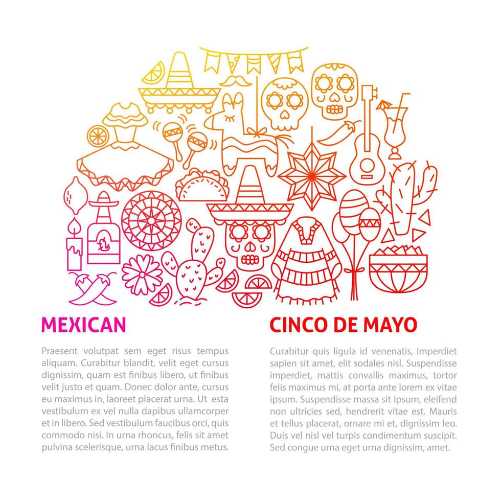 mexicaanse fiesta-lijnsjabloon vector