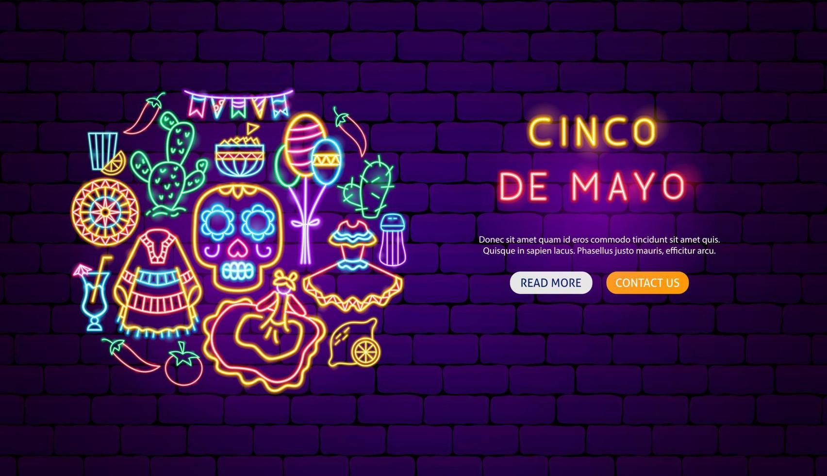 cinco de mayo neon bannerontwerp vector