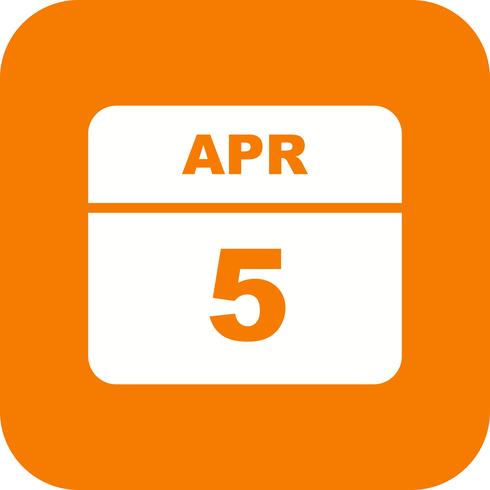 5 april Datum op een eendaagse kalender vector