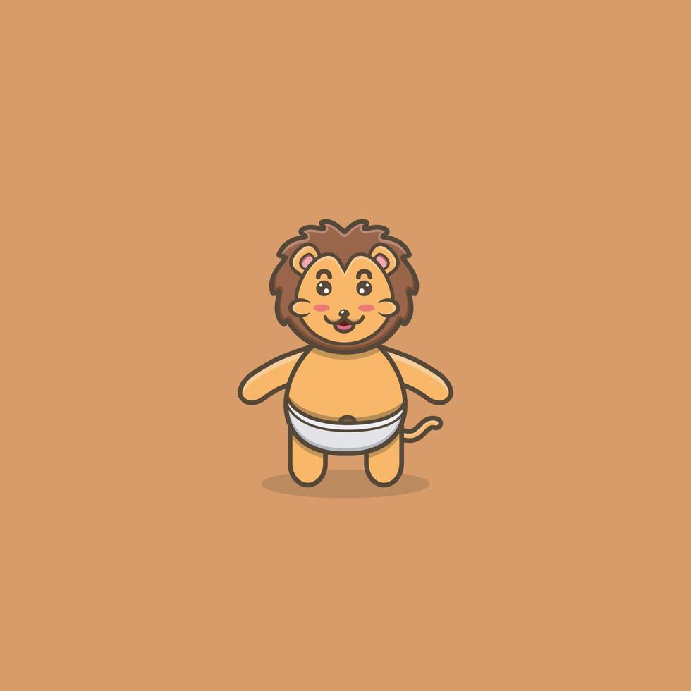 schattige baby leeuw. karakter, mascotte, icoon, logo, cartoon en schattig design. vector