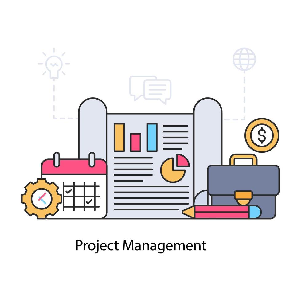 projectmanagement illustratie, bewerkbare vector