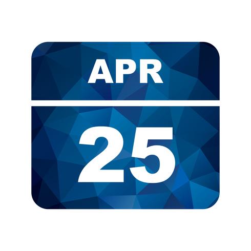 25 april Datum op een eendaagse kalender vector