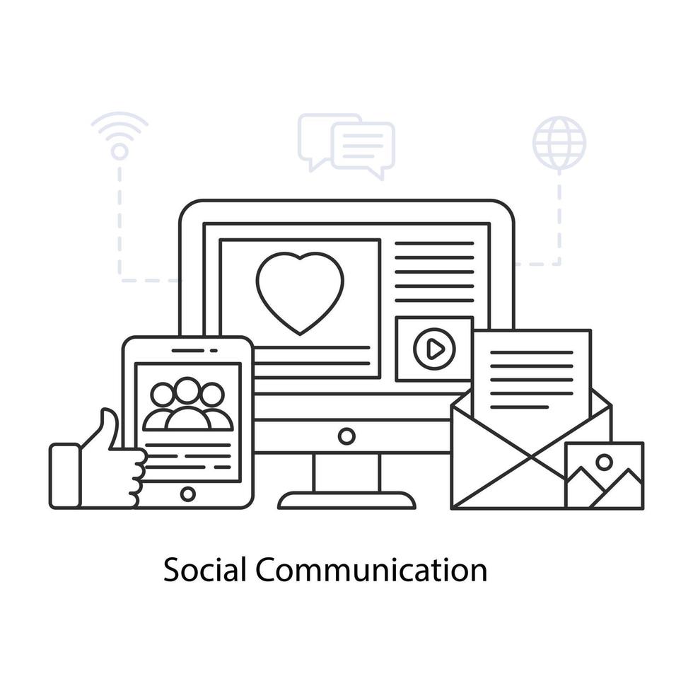 een moderne ontwerpillustratie van sociale communicatie vector