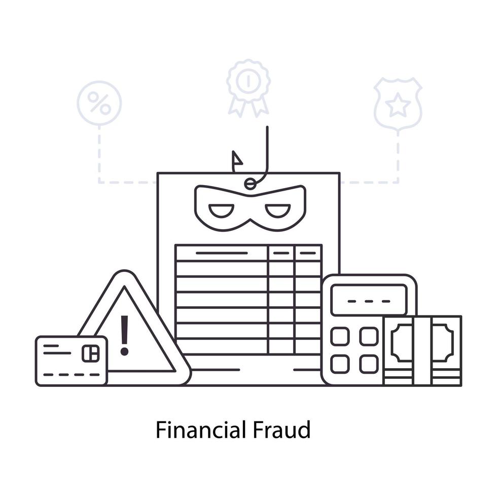 een unieke ontwerpillustratie van financiële fraude vector