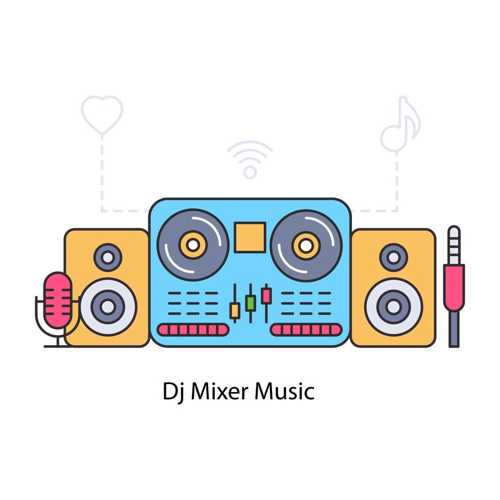 een bewerkbare ontwerpillustratie van dj-mixermuziek vector