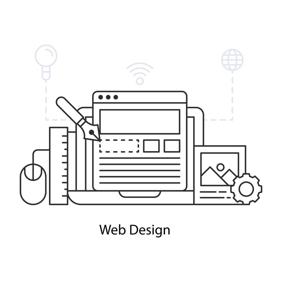 een unieke ontwerpillustratie van webdesign vector