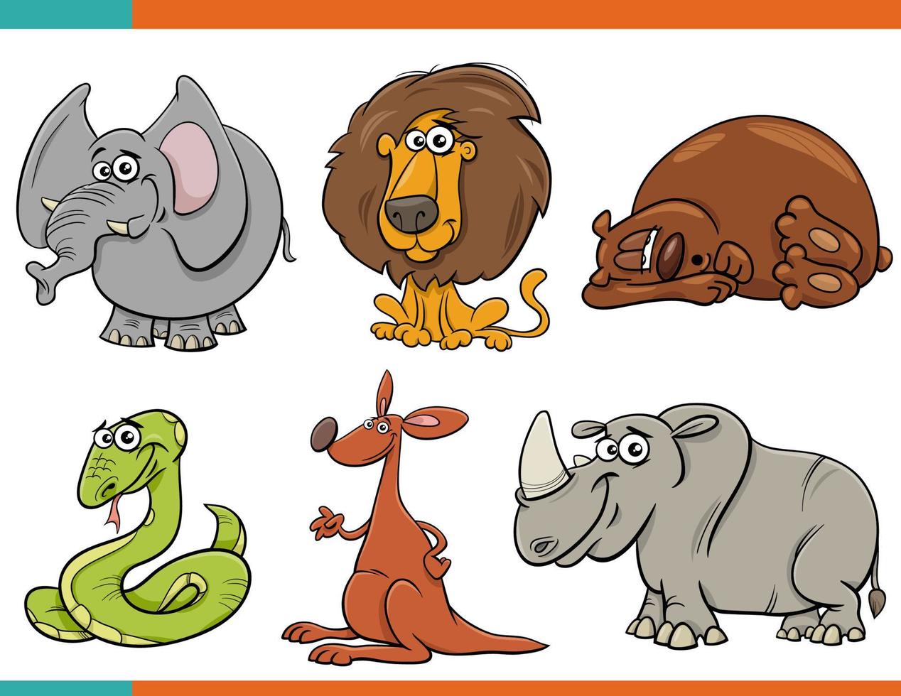 cartoon wilde dieren stripfiguren set vector