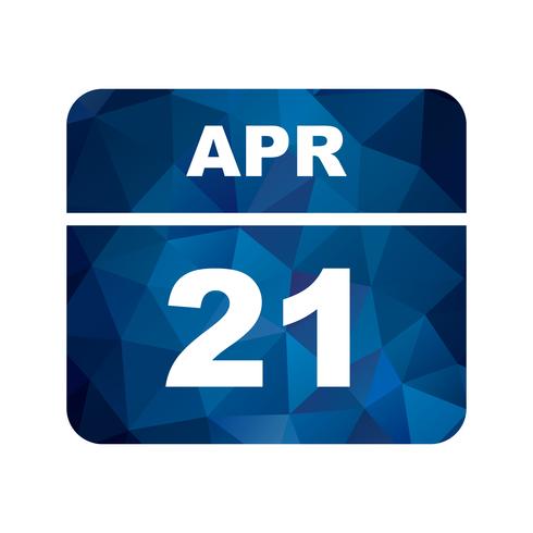 21 april Datum op een eendaagse kalender vector