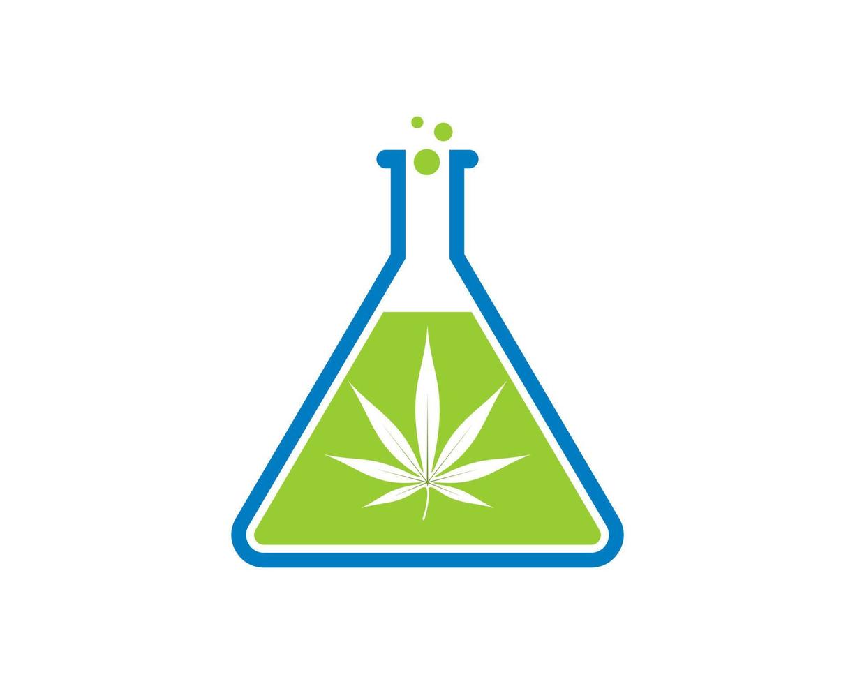 cannabisonderzoek met laboratoriumreageerbuis vector