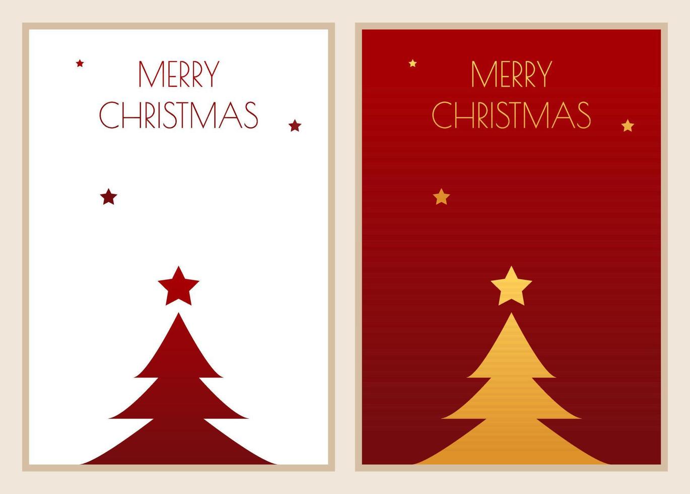 rode en gouden kerstkaarten met kerstboom. universele vectorsjablonen, eps 10 vector